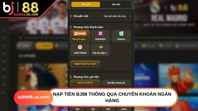 Nạp tiền BJ88 thông qua chuyển khoản ngân hàng